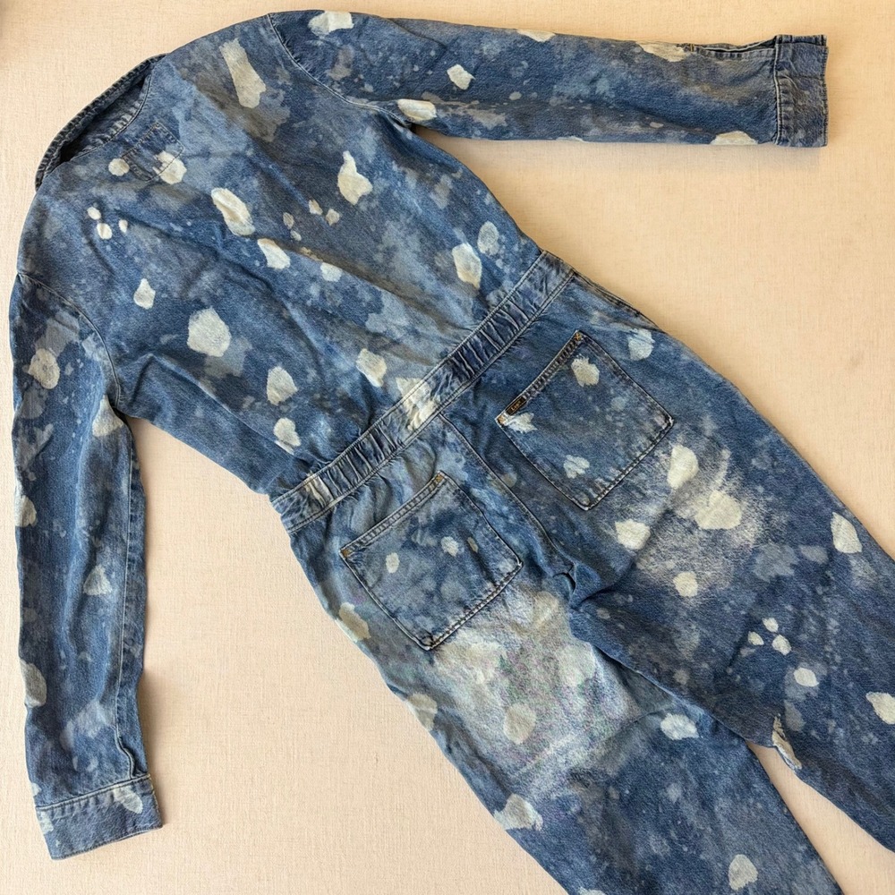 Lee Union-Alls Bleach Splatter Denim Coveralls Jumpsuit Small Utility Boho 90s - Picture 16 of 16